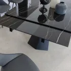 Tavolo Pranzo Allungabile Fino 270 cm con Piano Vetro Ceramica - Trasimeno Viadurini
