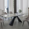 Tavolo Pranzo Allungabile Fino 270 cm con Piano Vetro Ceramica - Trasimeno