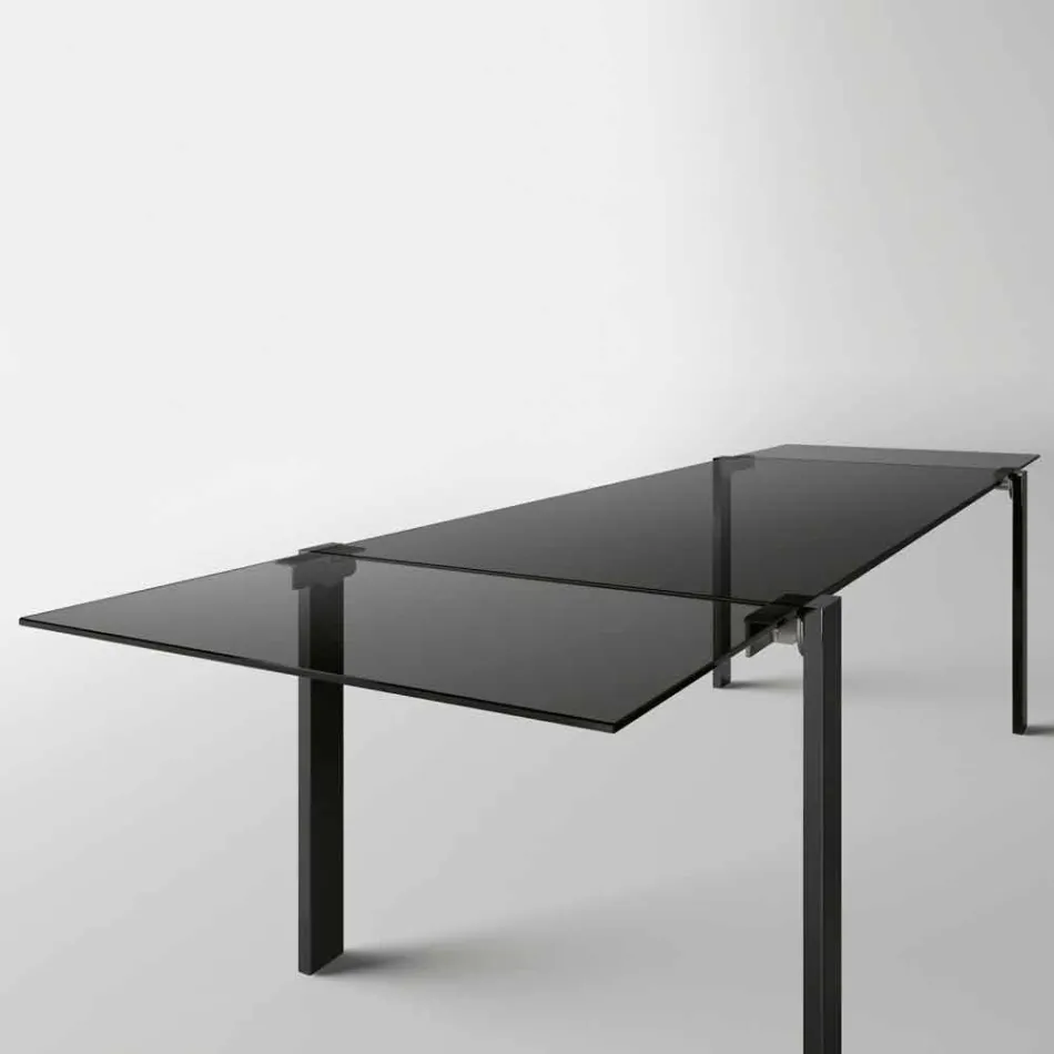 Tavolo Pranzo Allungabile Fino a 280 cm con Piano in Vetro  Made in Italy - Melo Viadurini