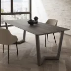 Tavolo Pranzo Fisso in Metallo e Hpl Stratificato Made in Italy - Bastiano Viadurini