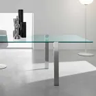 Tavolo Pranzo in Vetro Trasparente e Metallo Vari Colori 5 Misure - Aschio Viadurini