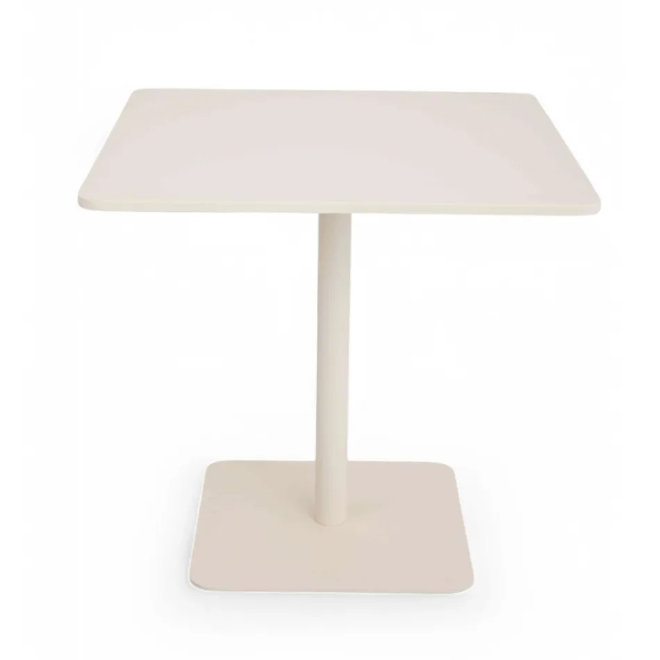 Tavolo Quadrato 80x80 cm da Esterno Realizzato in Alluminio Beige - Alfresco Viadurini