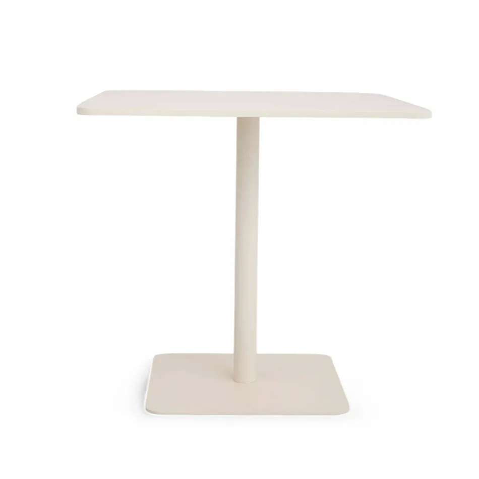Tavolo Quadrato 80x80 cm da Esterno Realizzato in Alluminio Beige - Alfresco Viadurini