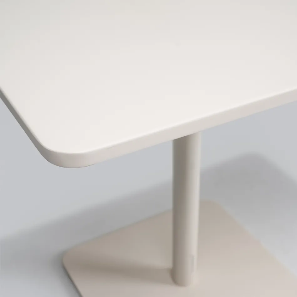 Tavolo Quadrato 80x80 cm da Esterno Realizzato in Alluminio Beige - Alfresco Viadurini