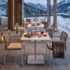 Tavolo Quadrato 80x80 cm da Esterno Realizzato in Alluminio Beige - Alfresco Viadurini