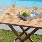 Tavolo Quadrato 80x80 cm da Giardino Realizzato in Teak - Amico Viadurini