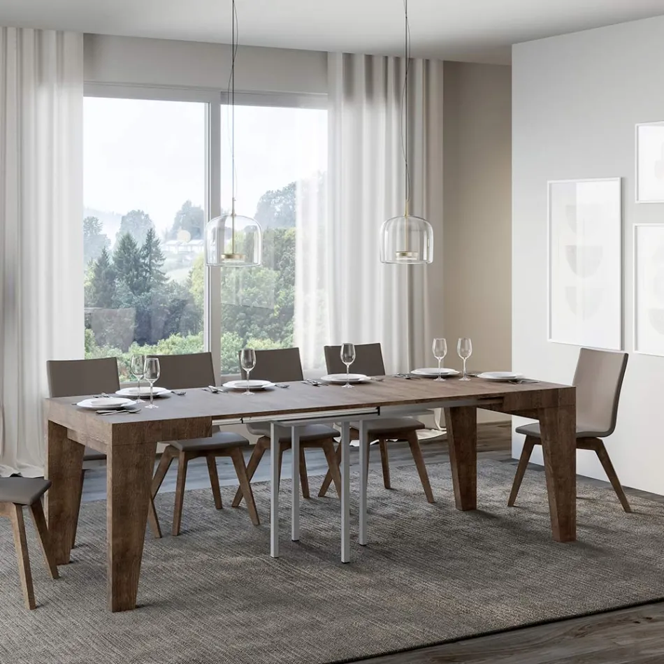 Tavolo Quadrato Allungabile a 246 cm in Legno Made in Italy - Fiore Viadurini