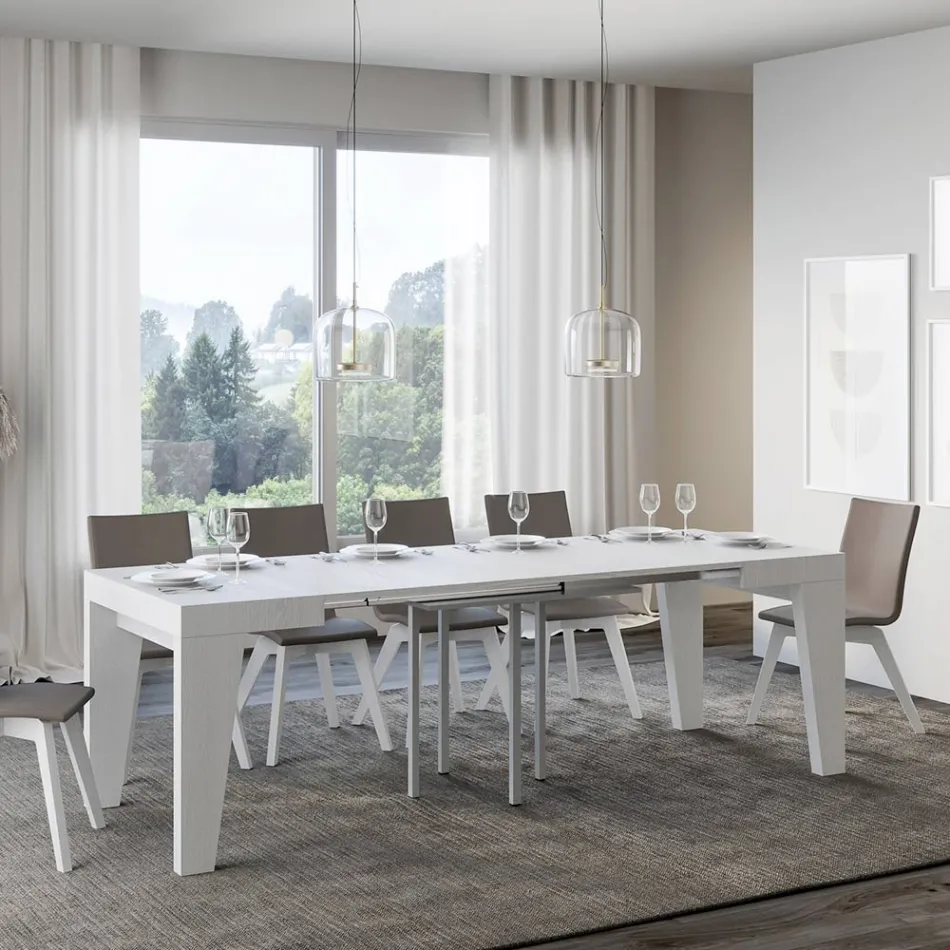 Tavolo Quadrato Allungabile a 246 cm in Legno Made in Italy - Fiore Viadurini
