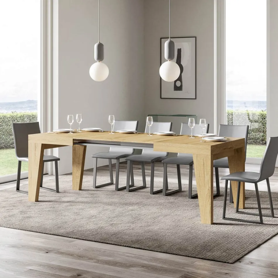Tavolo Quadrato Allungabile a 440 cm in Legno Made in Italy - Fiore Viadurini