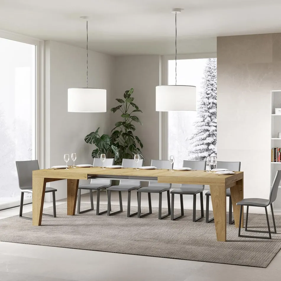 Tavolo Quadrato Allungabile a 440 cm in Legno Made in Italy - Fiore Viadurini