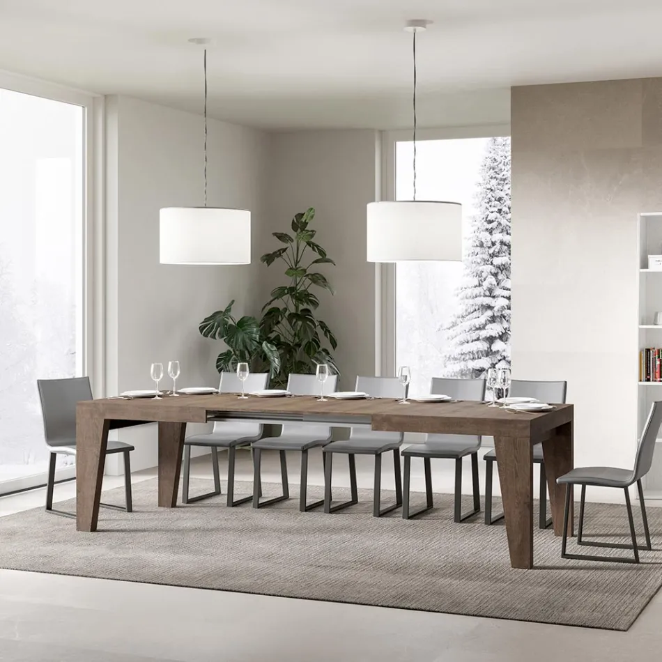 Tavolo Quadrato Allungabile a 440 cm in Legno Made in Italy - Fiore Viadurini