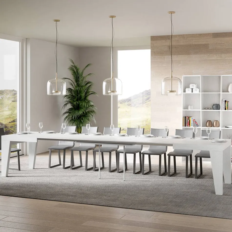 Tavolo Quadrato Allungabile a 440 cm in Legno Made in Italy - Fiore Viadurini