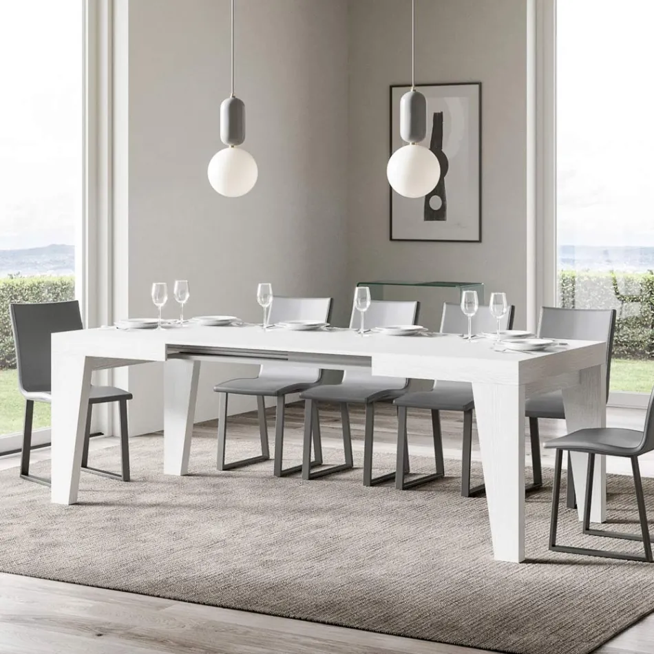 Tavolo Quadrato Allungabile a 440 cm in Legno Made in Italy - Fiore Viadurini