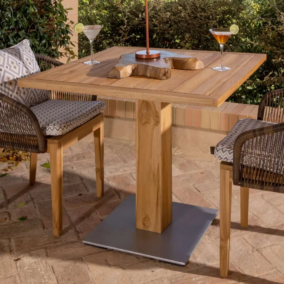 Tavolo Quadrato da Esterno in Teak e Metallo - Marie Viadurini