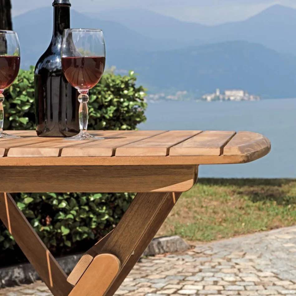 Tavolo Quadrato da Esterno Realizzato in Legno di Acacia - Tramonto Viadurini