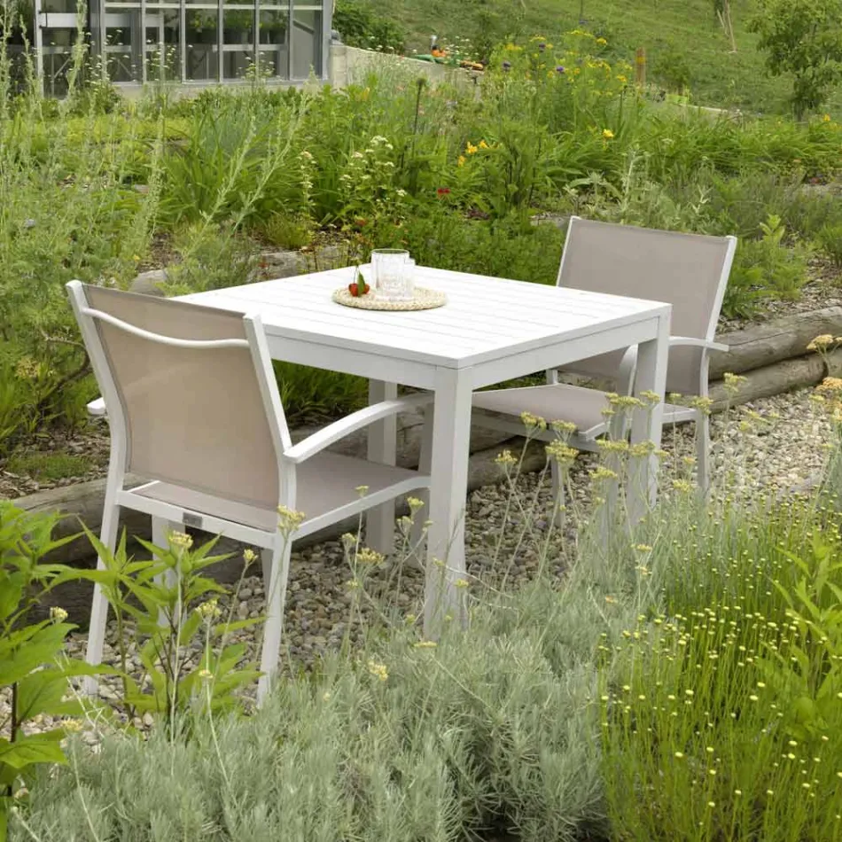 Tavolo Quadrato Fisso da Giardino Realizzato in Alluminio - Pennarello Viadurini