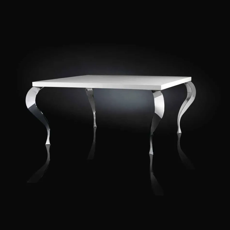 Tavolo quadrato fisso di design in MDF e acciaio cromato Luigi Viadurini