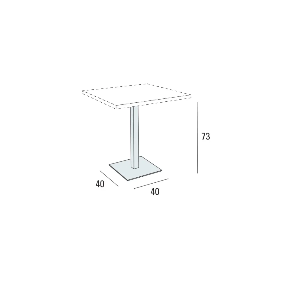 Tavolo Quadrato in HPL Metallo Inox Satinato Made in Italy - Lente Viadurini