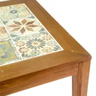 Tavolo Quadrato Realizzato in Legno di Acacia e Piano in Ceramica - Tecnica Viadurini