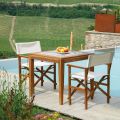Tavolo Quadrato Realizzato in Legno di Acacia e Piano in Ceramica - Tecnica