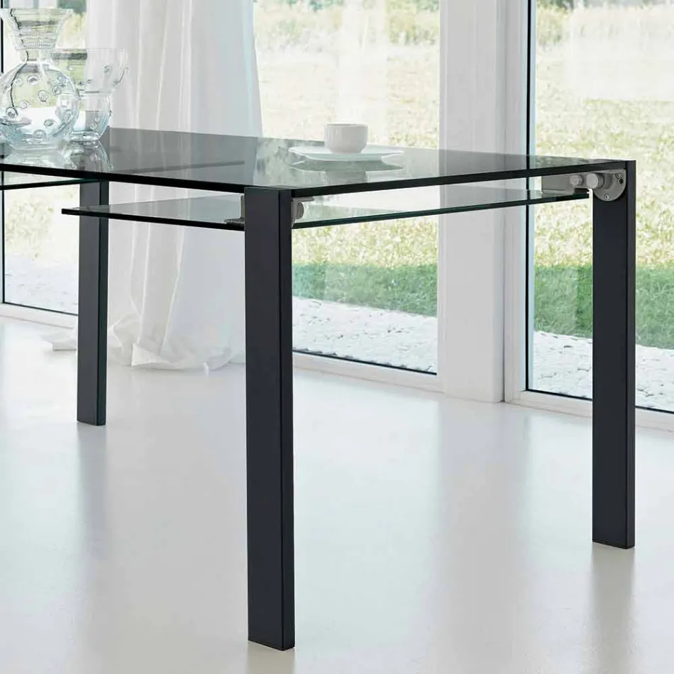 Tavolo Rettangolare Allungabile in Vetro Trasparente Made in Italy – Sopot Viadurini