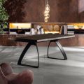 Tavolo Rettangolare con Piano in Rovere Impiallacciato e Base in Alluminio - Logan