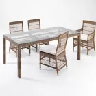 Tavolo Rettangolare da Esterno in Polyrattan e Vetro - Gigi Viadurini