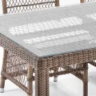 Tavolo Rettangolare da Esterno in Polyrattan e Vetro - Gigi Viadurini