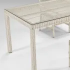 Tavolo Rettangolare da Esterno in Polyrattan e Vetro - Gigi Viadurini