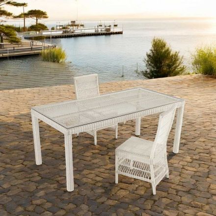 Tavolo Rettangolare da Giardino con 2 Poltroncine e 4 Sedie - Gigi Viadurini