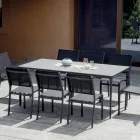 Tavolo Rettangolare da Giardino in Alluminio e Gres - Lunara Viadurini
