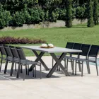 Tavolo Rettangolare da Giardino in Alluminio e Resina Grigia - Nuvia Viadurini