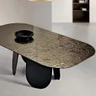 Tavolo Rettangolare in Vetro Martellato Retroargentato Made in Italy - Almo Viadurini