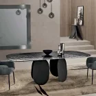 Tavolo Rettangolare in Vetro Martellato Retroargentato Made in Italy - Almo Viadurini