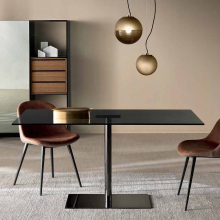 Tavolo Rettangolare Moderno in Vetro Fumè o Extrachiaro Made in Italy – Dolce Viadurini