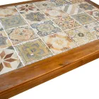 Tavolo Rettangolare Realizzato in Legno di Acacia e Piano in Ceramica - Tecnica Viadurini