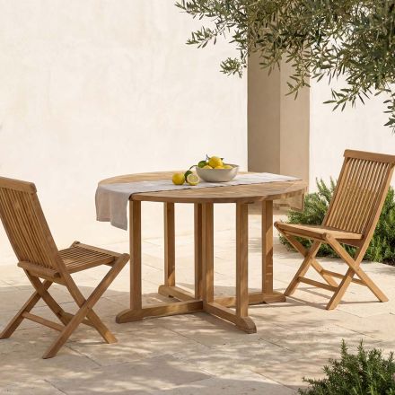 Tavolo Richiudibile da Giardino in Teak – Yggdrasil Viadurini
