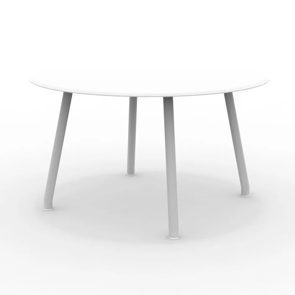 Tavolo Rotondo 130 cm da Esterno in Alluminio di Diverse Finiture - Risplendente Viadurini