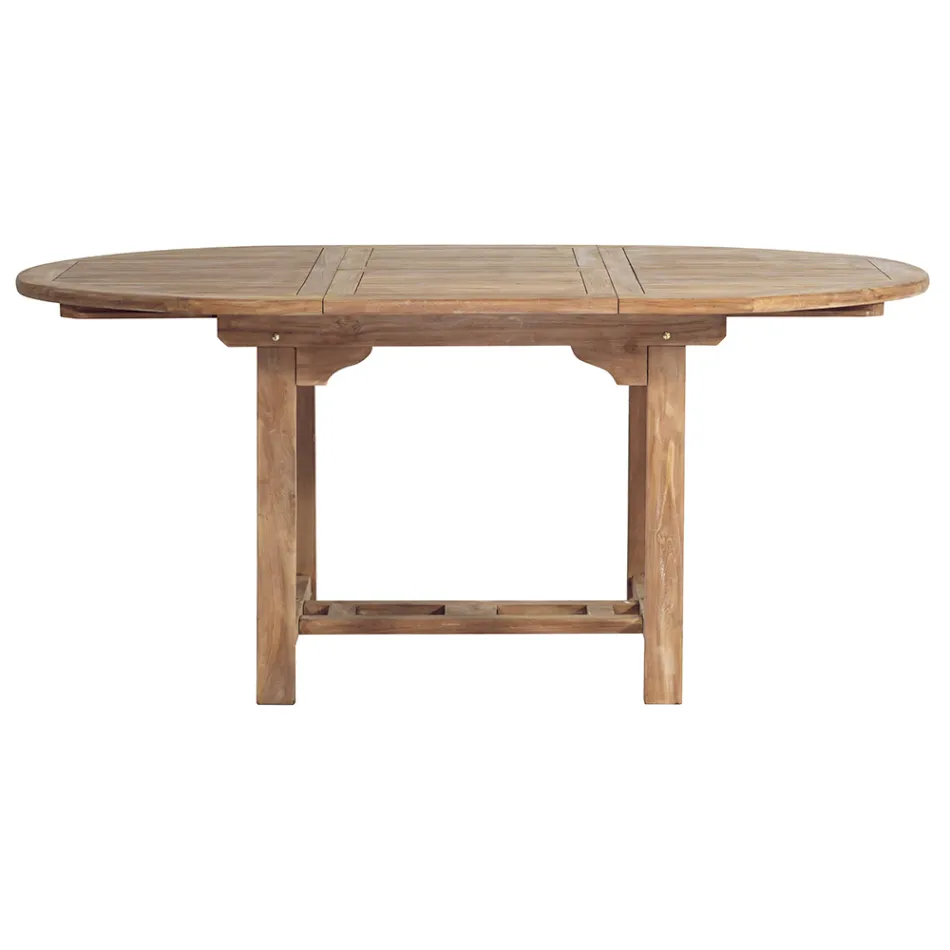 Tavolo Rotondo Allungabile a 170 cm da Esterno Realizzato in Teak - Armonia Viadurini