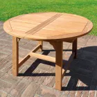 Tavolo Rotondo Allungabile a 170 cm da Esterno Realizzato in Teak - Armonia Viadurini