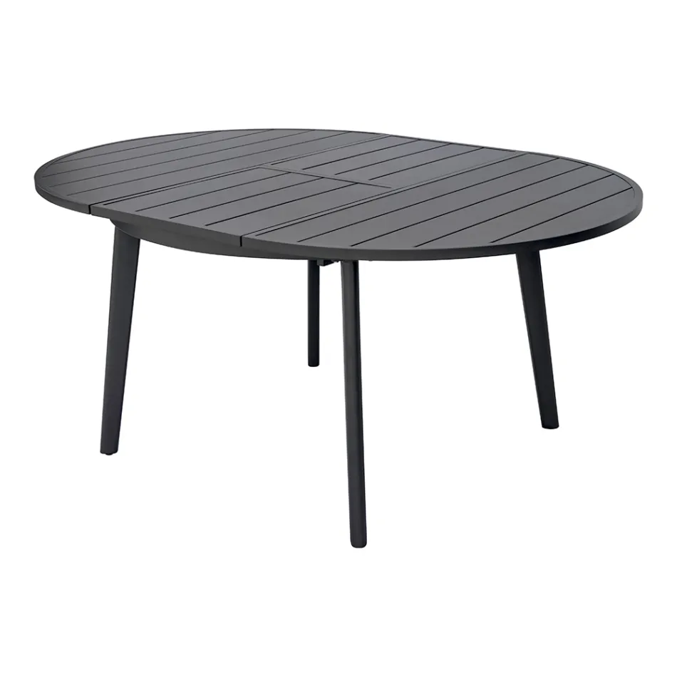 Tavolo Rotondo Allungabile a 170 cm in Alluminio Antracite - Rivara Viadurini