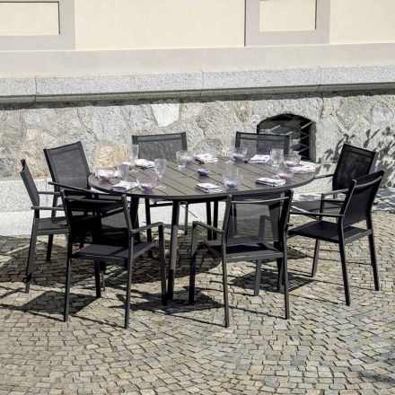 Tavolo Rotondo Allungabile a 170 cm in Alluminio Antracite - Rivara Viadurini