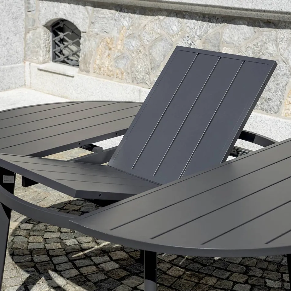 Tavolo Rotondo Allungabile a 170 cm in Alluminio Antracite - Rivara Viadurini