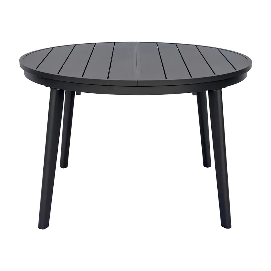 Tavolo Rotondo Allungabile a 170 cm in Alluminio Antracite - Rivara Viadurini