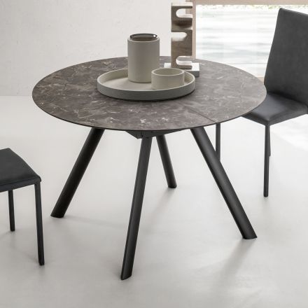 Tavolo Rotondo Allungabile a 170 cm in HPL Stratificato - Convivio Viadurini
