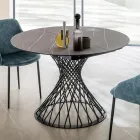 Tavolo Rotondo Allungabile a 170 cm in Metallo e HPL - Sorriso Viadurini
