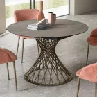 Tavolo Rotondo Allungabile a 170 cm in Metallo e HPL - Sorriso Viadurini