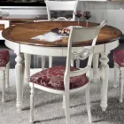 Tavolo Rotondo Allungabile con Intarsio e 4 Sedie Made in Italy - Alite Viadurini
