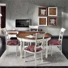 Tavolo Rotondo Allungabile con Intarsio e 4 Sedie Made in Italy - Alite Viadurini