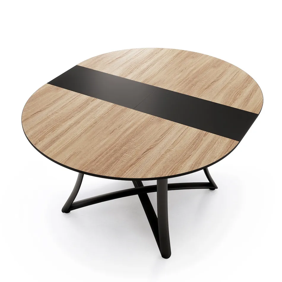 Tavolo Rotondo Allungabile con Piano in MDF Rivestito in Laminato - Puglia Viadurini